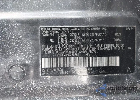 2021 Toyota Rav4 Le z USA, uszkodzony, nr VIN 2T3F1RFV8MC230564